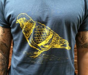 Yellow Pigeon t-shirt from Sauce & Brown. One of One Hundred